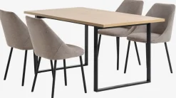 AABENRAA D160 stół dąb + 4 VELLEV krzesła piaskowy/czarny