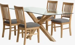 AGERBY D190 stół dąb + 4 HAGE krzesła szary/dąb