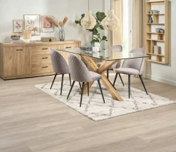 AGERBY D190 stół dąb + 4 KOKKEDAL krzesło aksamit szary