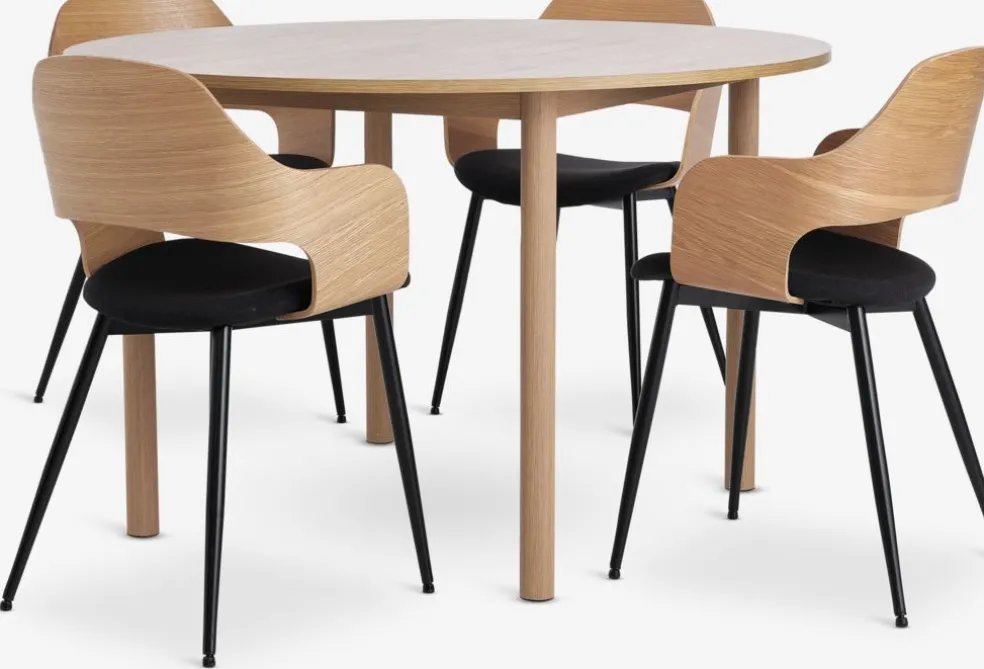 ALSTED Ś120 stół dąb + 4 HVIDOVRE krzesła dąb/czarny