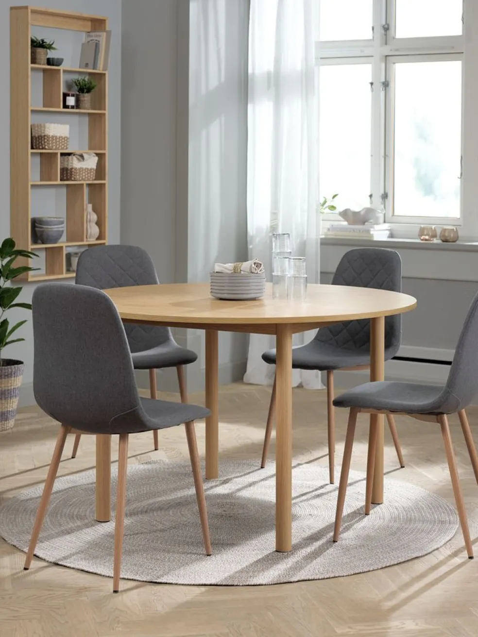 ALSTED Ś120 stół dąb + 4 JONSTRUP krzesła asfalt/dąb