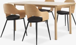 ALSTED D160 stół dąb + 4 HVIDOVRE krzesła dąb/czarny