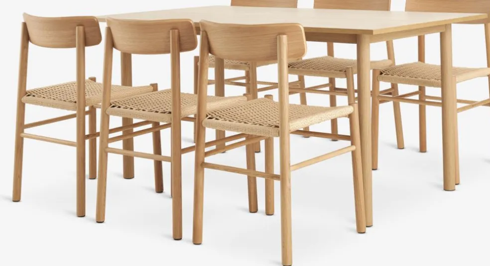 ALSTED D160 stół dąb + 4 ISLEV krzesła bez podłokietnika dąb