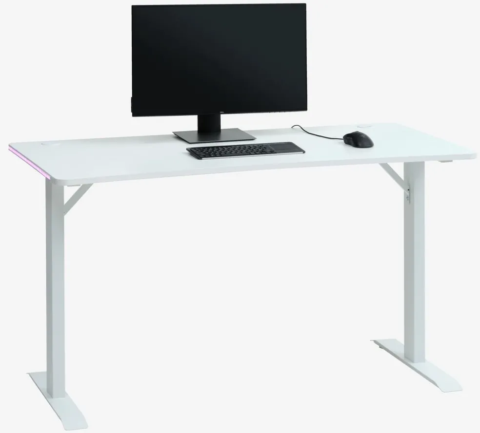 Biurko gamingowe HALBJERG 65x135 LED biały
