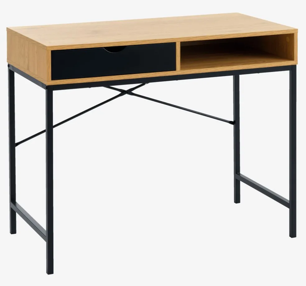 Biurko TRAPPEDAL 48x95 1 szuflada kolor dębu/czarny