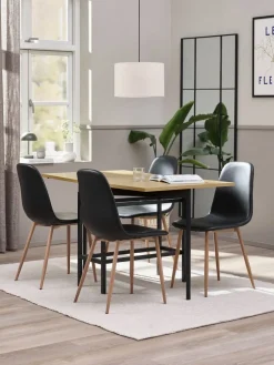 FOLDINGBRO D130 stół dąb + 4 JONSTRUP krzesła czarny/dąb