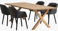 GRIBSKOV D230 stół dąb + 4 ADSLEV krzesła antracyt