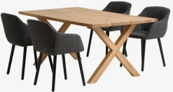 GRIBSKOV D180 stół dąb + 4 ADSLEV krzesła antracyt