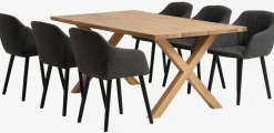 GRIBSKOV D180 stół dąb + 4 ADSLEV krzesła antracyt