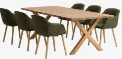 GRIBSKOV D230 stół dąb + 4 ADSLEV krzesła oliwkowy