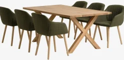 GRIBSKOV D180 stół dąb + 4 ADSLEV krzesła oliwkowy