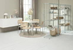 HANSTED Ś100 stół ciepły dąb + 4 HASSING krzesła rattan