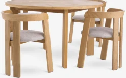 HARESKOV Ś129 stół dąb + 4 BOVRUP krzesła dąb/beżowy