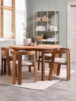 HARESKOV Ś129 stół dąb + 4 BOVRUP krzesła dąb/beżowy