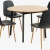 JEGIND Ś105 stół dąb + 4 JONSTRUP czarny/dąb