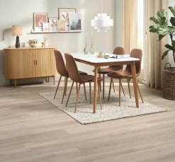 JEGIND D130 stół biały + 4 JONSTRUP koniak/dąb