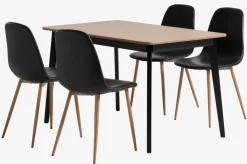 JEGIND D130 stół dąb/czarny + 4 JONSTRUP czarny/dąb