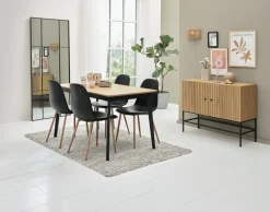JEGIND D130 stół dąb/czarny + 4 JONSTRUP czarny/dąb