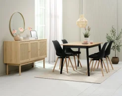 JEGIND D130 stół dąb/czarny + 4 KASTRUP krzesła czarny