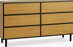 Komoda 3+3 szuflady ODENSE kolor dębu/czarny