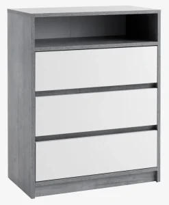 Komoda BILLUND 3 szuflady biały/szary