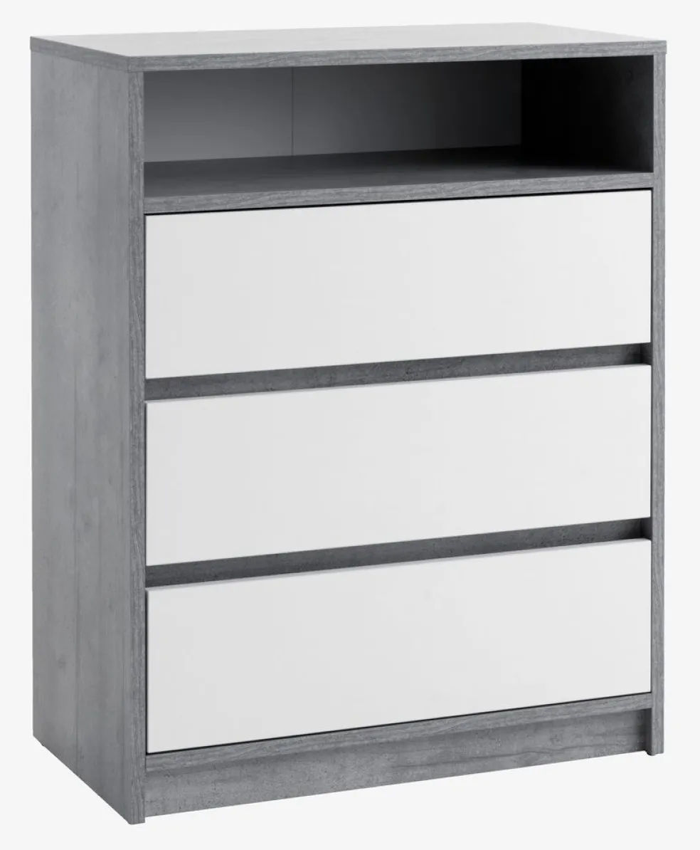 Komoda BILLUND 3 szuflady biały/szary