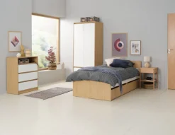 Komoda BILLUND 3 szuflady biały/dąb