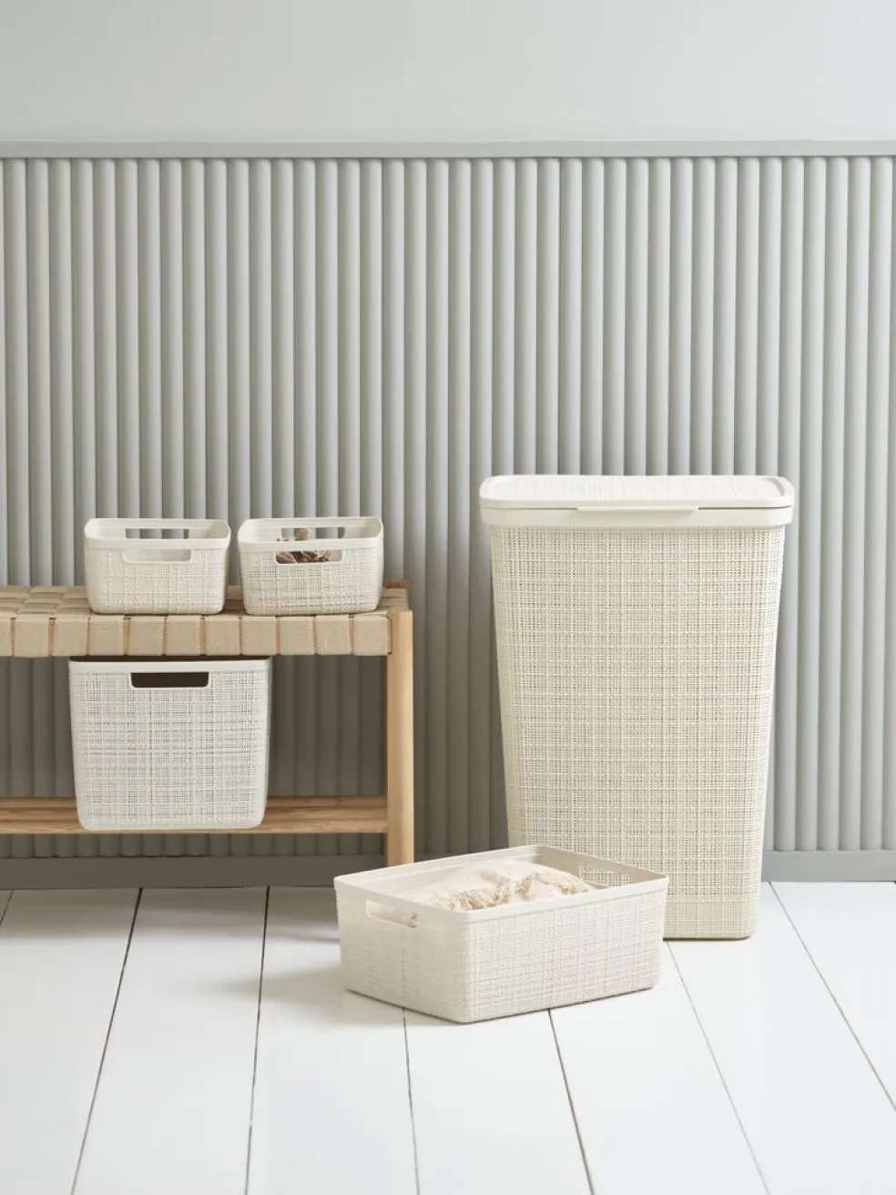 Kosz JUTE 12L plastik naturalna biel