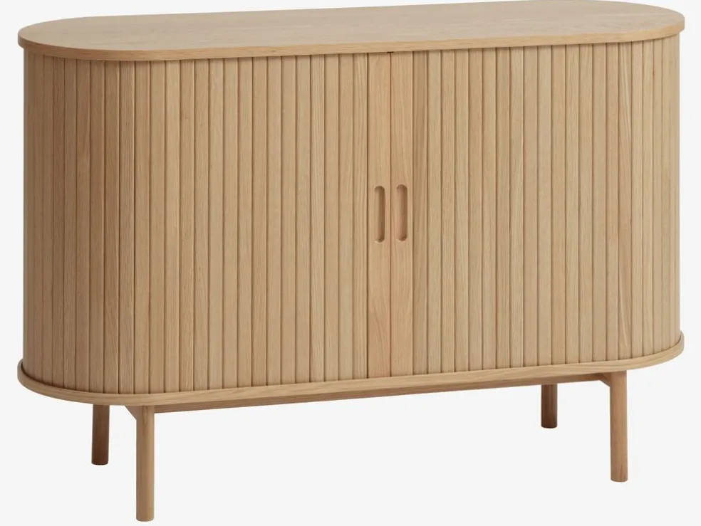Kredens LYNGVIG 120 cm 2 drzwi roletowe naturalny dąb