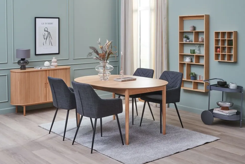Kredens LYNGVIG 120 cm 2 drzwi roletowe naturalny dąb