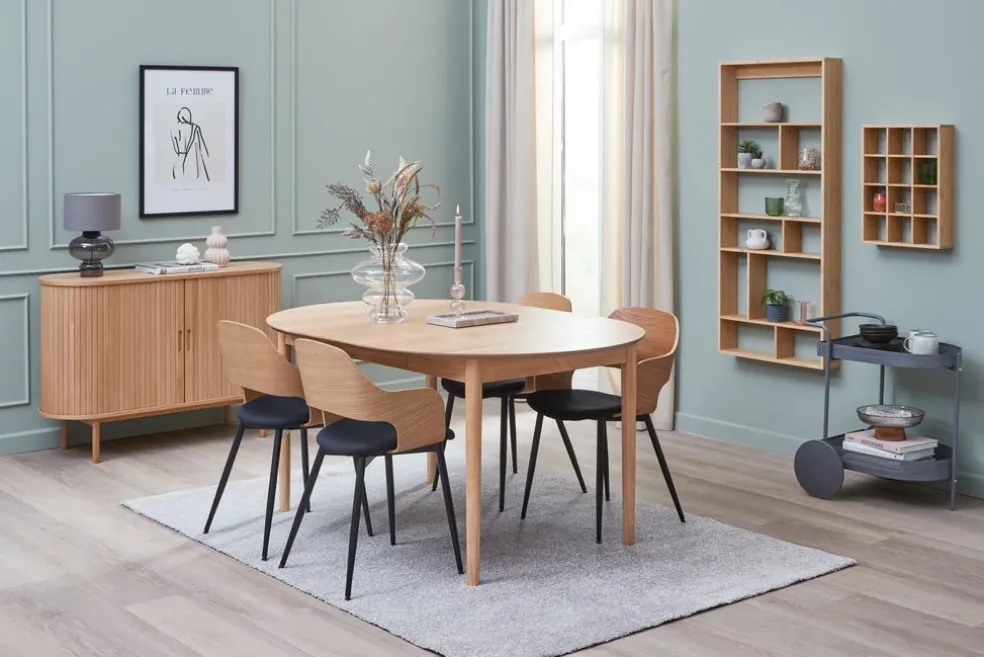 Kredens LYNGVIG 120 cm 2 drzwi roletowe naturalny dąb