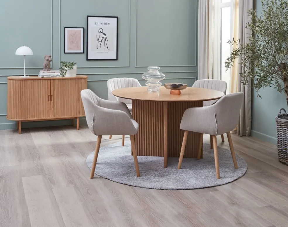Kredens LYNGVIG 120 cm 2 drzwi roletowe naturalny dąb