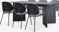 KRONDAL D180 stół marmur + 4 TESTRUP jasnopiaskowy/czarny
