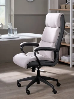 Krzesło biurowe MARBJERG szary/skóra ekologiczna czarny
