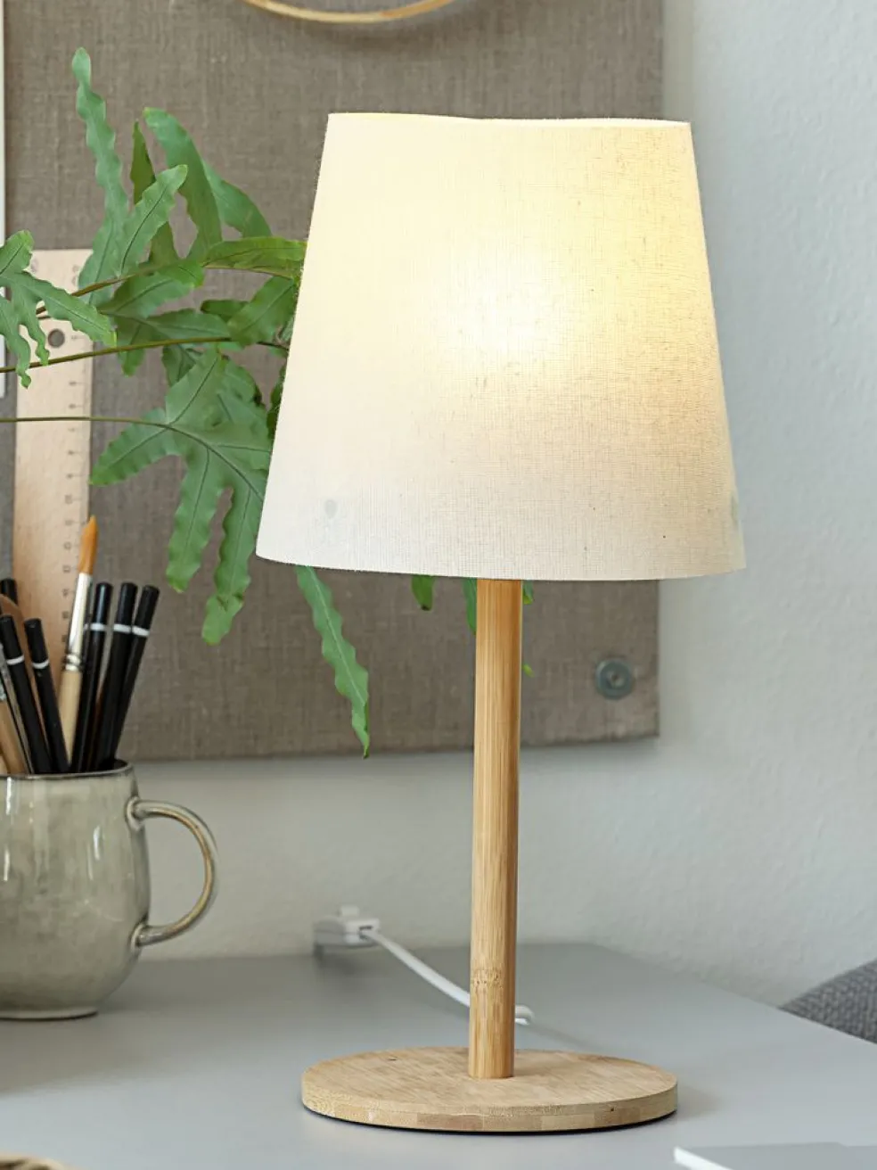 Lampa stołowa JULIUS Ś19xW39cm naturalny