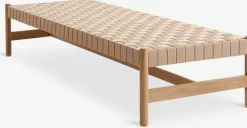 Leżanka VADEHAVET 189x67 naturalny tkanina/dąb