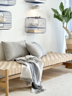 Leżanka VADEHAVET 189x67 naturalny tkanina/dąb