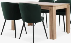 LINTRUP D140 stół dąb + 4 RISSKOV aksamit ciemnozielony