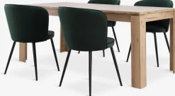 LINTRUP D190/280 stół dąb + 4 RISSKOV c-zielony aksamit