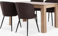 LINTRUP D140 stół dąb + 4 RISSKOV krzesła ciemnobrązowyowy