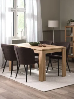 LINTRUP D140 stół dąb + 4 RISSKOV krzesła ciemnobrązowyowy