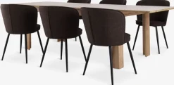 LINTRUP D190/280 stół dąb + 4 RISSKOV ciemnobrązowyowy