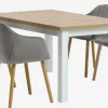 MARKSKEL D150/193 stół biały/dąb +4 ADSLEV krzesła aksamit