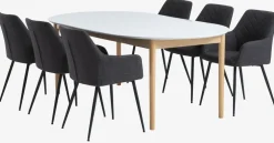 MARSTRAND Ś110 stół biały + 4 PURHUS krzesła dąb
