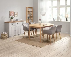 MARSTRAND Ś110 stół dąb + 4 ADSLEV krzesła dąb aksamit