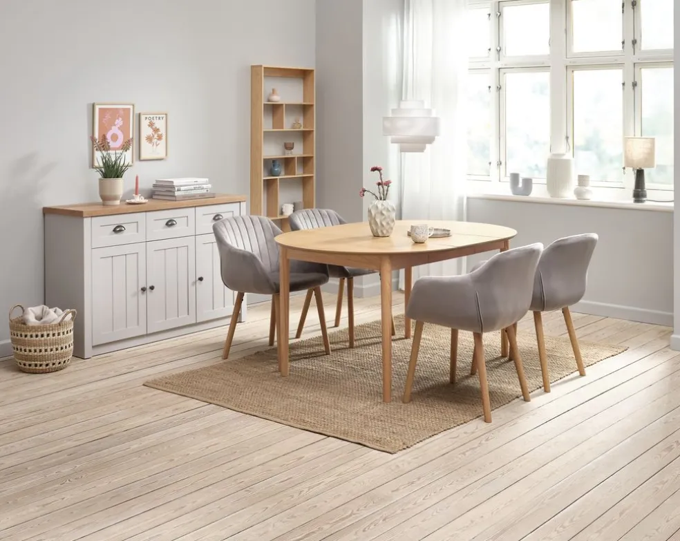 MARSTRAND Ś110 stół dąb + 4 ADSLEV krzesła dąb aksamit