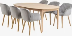 MARSTRAND Ś110 stół dąb + 4 ADSLEV krzesła dąb aksamit