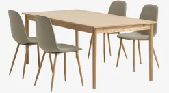 MARSTRUP D190/280 stół dąb + 4 BISTRUP krzesła piaskowy