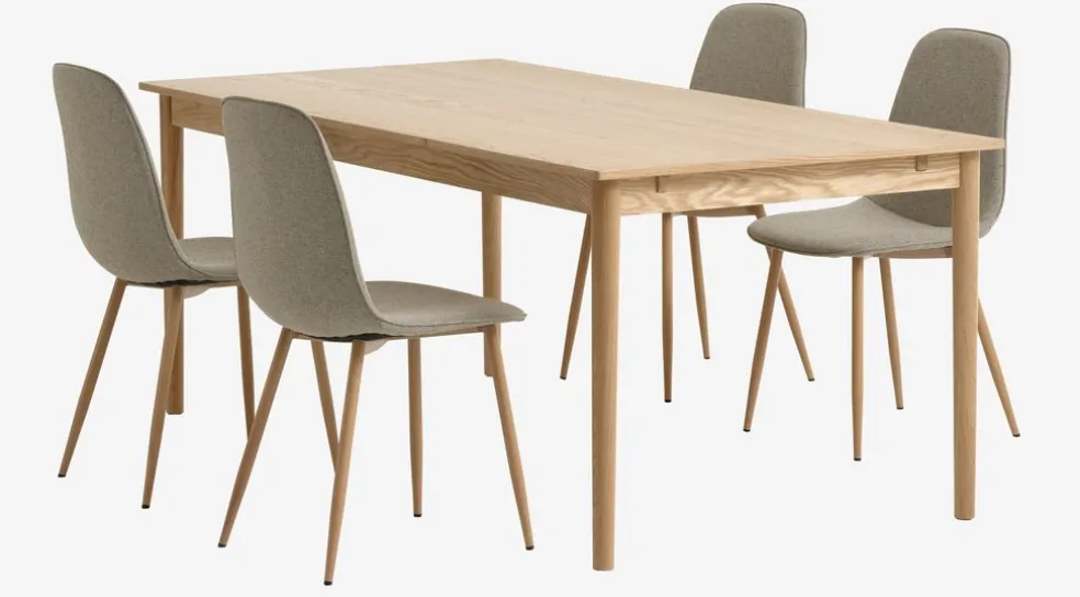 MARSTRUP D190/280 stół dąb + 4 BISTRUP krzesła piaskowy