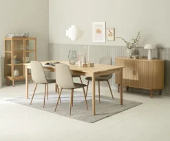 MARSTRUP D190/280 stół dąb + 4 BISTRUP krzesła piaskowy